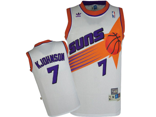  NBA Phoenix Suns 7 Kevin Johnson Throwback Swingman White Jersey